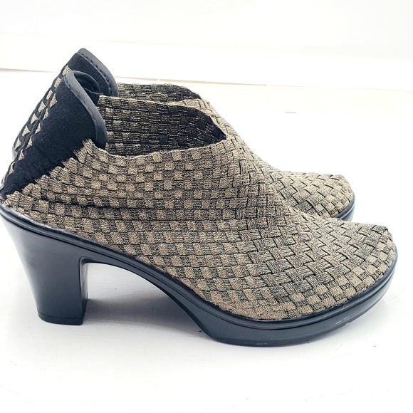 Corkys Womens 7 Bronze Metallic Nylon Weave Heels Stretch Pull On  Shoes - Picture 7 of 12